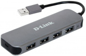 Разветвитель USB 2.0 D-Link DUB-H4 4порт. черный (DUB-H4/E1A) от магазина РЭССИ