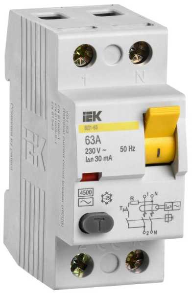 Выключатель дифференциального тока (УЗО) 2п 63А 30мА тип AC ВД1-63 MDV10-2-063-030 от магазина РЭССИ