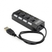 Концентратор USB 2.0 Gembird UHB-243-AD с подсветкой и выключателями 4 порта блистер от магазина РЭССИ