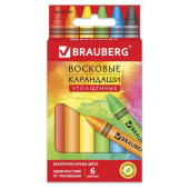 Восковые карандаши BRAUBERG утолщенные "АКАДЕМИЯ" НАБОР 6 цв. 227286 от магазина РЭССИ
