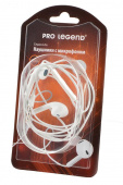 Наушники Pro Legend Lite PL5024 с микрофоном, белые, вкладыши, 18-20kHz,116#3dB,32Ом, рег.громк. д/Apple BL1 от магазина РЭССИ