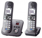 Р/Телефон Dect Panasonic KX-TG6822RUM серый металлик (труб. в компл.:2шт) автооветчик АОН от магазина РЭССИ