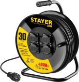 Удлинитель силовой Stayer 55076-30_z01 3x2.5кв.мм 4розет. 30м КГ катушка черный от магазина РЭССИ