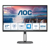 Монитор AOC 27" Value Line Q27V5N черный VA LED 4ms 16:9 HDMI M/M матовая HAS Piv 3000:1 300cd 178гр/178гр 2560x1440 75Hz DP QHD 3.45кг от магазина РЭССИ