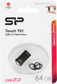 Флеш Диск Silicon Power 64Gb Touch T01 SP064GBUF2T01V1K USB2.0 черный/серебристый от магазина РЭССИ