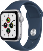 Смарт-часы Apple Watch SE A2351 40мм OLED корп.серебристый рем.синий омут разм.брасл.:130-200мм (MKNY3LL/A) от магазина РЭССИ