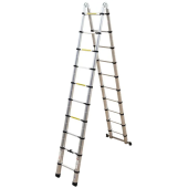 Двухсторонняя алюминиевая телескопическая лестница Алюмет 2х10 ступеней. Серия DTLH 3.1 от магазина РЭССИ