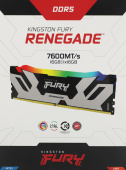 Память DDR5 16GB 7600MHz Kingston KF576C38RSA-16 Fury Renegade RGB RTL Gaming PC5-60800 CL38 DIMM 288-pin 1.45В single rank с радиатором Ret от магазина РЭССИ