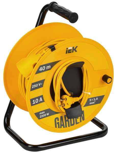 GARDEN Катушка УК40 1 место без заземления с термозащитой 2х1,0мм2 40м IEK от магазина РЭССИ