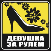 Наклейка SKYWAY ДАМА квадр. Девушка за рулем наруж. туфля фон желтый S08101009 от магазина РЭССИ