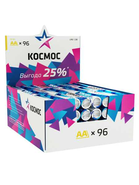 Батарейка алкалиновая пальчиковая АА LR6 упаковка 96 шт от магазина РЭССИ
