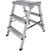 Двухсторонняя алюминиевая стремянка Алюмет c широкой верхней ступенью 260 мм 2х3 ступеней. Серия 3ст. ADK6203 от магазина РЭССИ