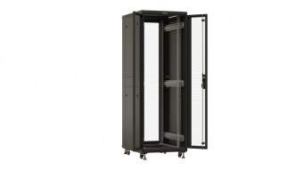 Шкаф серверный Hyperline (TTBR-3268-DD-RAL9004) напольный 32U 600x800мм пер.дв.перфор. задн.дв.перфор. 2 бок.пан. 1000кг черный 710мм 1610мм от магазина РЭССИ