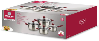 Набор посуды 8 предм. (кастрюли с/кр 18/20/24 см, ковш с/кр 16 см) Strike Rondell RDS-818 от магазина РЭССИ