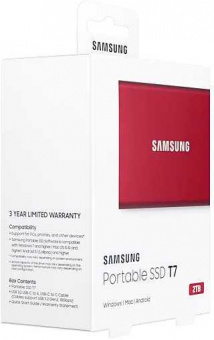 Накопитель SSD Samsung USB-C 2Tb MU-PC2T0R/WW T7 1.8" красный от магазина РЭССИ