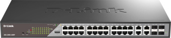 Коммутатор D-Link DSS-200G-28MP/A1A (L2) 24x1Гбит/с 4xКомбо(1000BASE-T/SFP) 24PoE 24PoE+ 370W настраиваемый от магазина РЭССИ