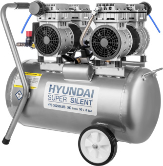 Компрессор поршневой Hyundai HYC 30250LMS безмасляный 300л/мин 50л 2000Вт серебристый/черный от магазина РЭССИ