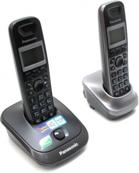 Р/Телефон Dect Panasonic KX-TG2512RU2 титан (труб. в компл.:2шт) АОН от магазина РЭССИ