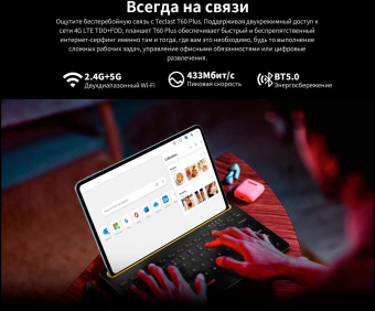 Планшет Teclast T60Plus G88 (2.0) 8C RAM6Gb ROM128Gb 11.97" IPS 2000x1200 4G 2Sim Android 14 серый 13Mpix 5Mpix BT WiFi microSD 1Tb 8000mAh от магазина РЭССИ