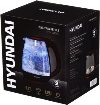 Чайник электрический Hyundai HYK-G1002 1.7л. 2200Вт бордовый (корпус: стекло) от магазина РЭССИ