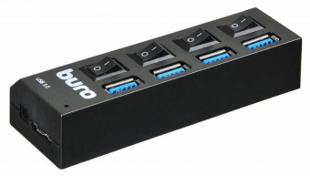 Разветвитель USB 3.0 Buro BU-HUB4-U3.0-L 4порт. черный от магазина РЭССИ