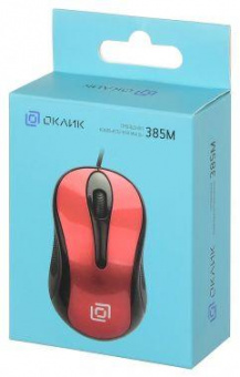 Мышь Оклик 385M черный/красный оптическая (1000dpi) USB для ноутбука (3but) от магазина РЭССИ