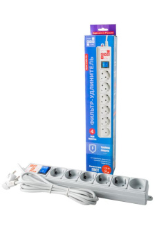 Сетевой фильтр POWER CUBE SPG(5+1)-B-6 5+1 (1.9м) (ПВС 3х0,75) серый BL1 от магазина РЭССИ