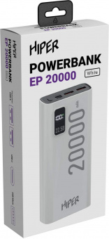 Мобильный аккумулятор Hiper EP 20000 20000mAh 3A QC PD 2xUSB белый (EP 20000 WHITE) от магазина РЭССИ