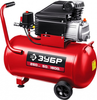 Компрессор поршневой Зубр КПМ-260-50 масляный 260л/мин 50л 1800Вт красный от магазина РЭССИ