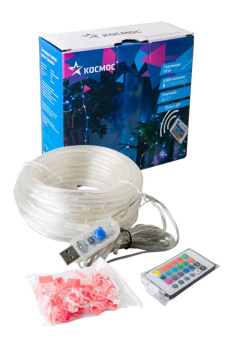 Гирлянда КОСМОС KOC_GIR-U101 "Дюралайт", 4 режима свечения, RGB/белый, пульт ДУ, 10м от магазина РЭССИ