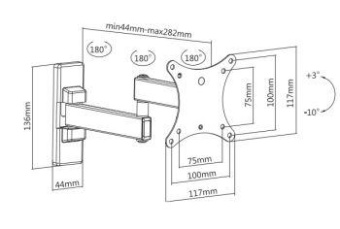 Кронштейн для телевизора Ultramounts UM875 черный 13"-27" макс.20кг настенный поворот и наклон от магазина РЭССИ