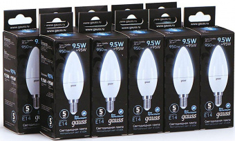 Лампа светодиодная Gauss 9.5Вт цок.:E14 свеча 220B 4100K св.свеч.бел.ней. 35-C (упак.:1шт) (103101210) от магазина РЭССИ