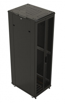 Шкаф коммутационный Hyperline (TTB-1866-DD-RAL9004) напольный 18U 600x600мм пер.дв.перфор.2ств. задн.дв.перфор. 800кг черный IP20 сталь от магазина РЭССИ