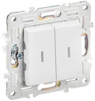 SKANDY Выключатель 2-клавишный проходной с индикацией 10А SK-V10W арктический белый IEK от магазина РЭССИ