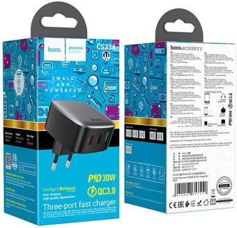 Сетевое зар./устр. Hoco CS33A 30W 3A+2.5A+2A+1.5A (PD+QC+AFC) USB/2xUSB Type-C универсальное черный от магазина РЭССИ