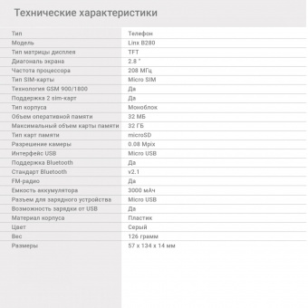 Мобильный телефон Digma LINX B280 32Mb серый моноблок 2Sim 2.8" 240x320 0.08Mpix GSM900/1800 FM microSD max16Gb от магазина РЭССИ