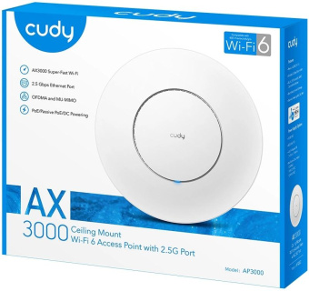 Точка доступа Cudy AP3000 AX3000 10/100/1000/2500BASE-T белый от магазина РЭССИ