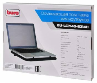 Подставка для ноутбука Buro BU-LCP140-B214H 14"338x255x22мм 1xUSB 2x 140ммFAN 480г металлическая сетка/пластик черный от магазина РЭССИ