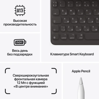 Планшет Apple iPad 2021 A2602 A13 Bionic 6С ROM64Gb 10.2" IPS 2160x1620 iOS серый космос 8Mpix 12Mpix BT WiFi Touch 10hr от магазина РЭССИ
