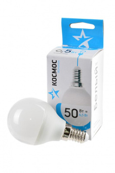 Лампа светодиодная КОСМОС ЭКОНОМИК/BASIC LED6.5wGL45E1445 6.5Вт E14 4500K BL1 от магазина РЭССИ