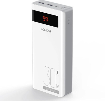 Мобильный аккумулятор Romoss Sense8PS Pro 30000mAh QC3.0/PD3.0 5A белый (1745988) от магазина РЭССИ