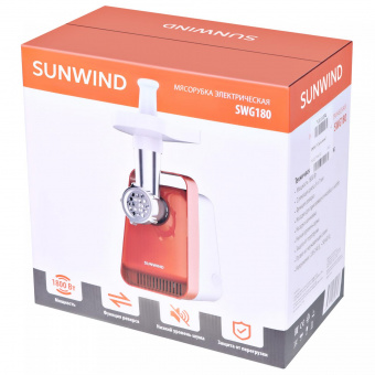 Мясорубка SunWind SWG180 1800Вт белый/оранжевый от магазина РЭССИ