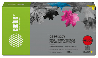 Картридж струйный Cactus CS-PFI320Y желтый (300мл) для Canon imagePROGRAF TM-200/TM-200 MFP L24ei/TM-205/TM-300 от магазина РЭССИ