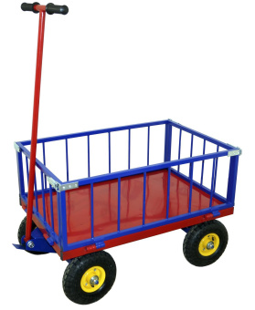 Платформенная усиленная тележка с поворотной осью RUSKLAD ТПОБ 5 Т 700x1200x300 мм с пневматическими колёсами ТПОБ 5 Т пневмо от магазина РЭССИ