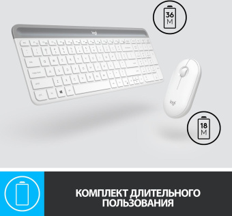 Клавиатура + мышь Logitech Combo MK470 клав:белый/серый мышь:белый USB беспроводная slim (920-009207) от магазина РЭССИ