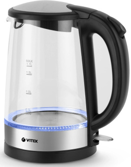 Чайник электрический Vitek VT-8810 1.7л. 2200Вт серебристый/черный корпус: стекло/пластик от магазина РЭССИ