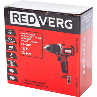Аккумуляторный ударный бесщеточный шуруповерт REDVERG RD-IS18BLC/U 6672873 от магазина РЭССИ