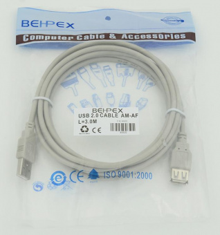 Кабель USB A(m) USB A(f) 3м серый от магазина РЭССИ