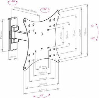 Кронштейн для телевизора Arm Media MARS-3 черный 20"-43" макс.20кг настенный поворот и наклон от магазина РЭССИ