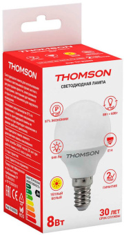 Лампа светодиодная Thomson TH-B2033 8Вт цок.:E14 шар 220B 3000K св.свеч.бел.теп. Globe от магазина РЭССИ